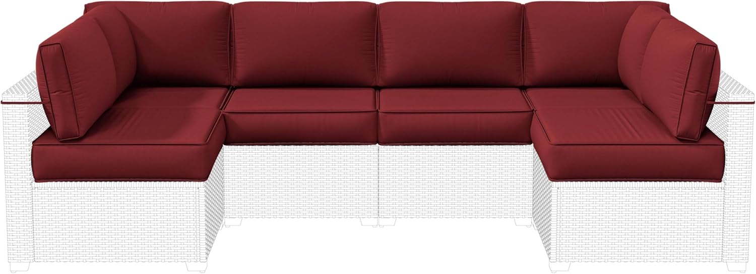 Outdoor Replacement Cushions for Patio Furniture, 5" Foam High-Density, 14-Piece Water-Resistant Outdoor Cushion for 6-Seat Sectional Patio Conversation Sets, Liner&Cover