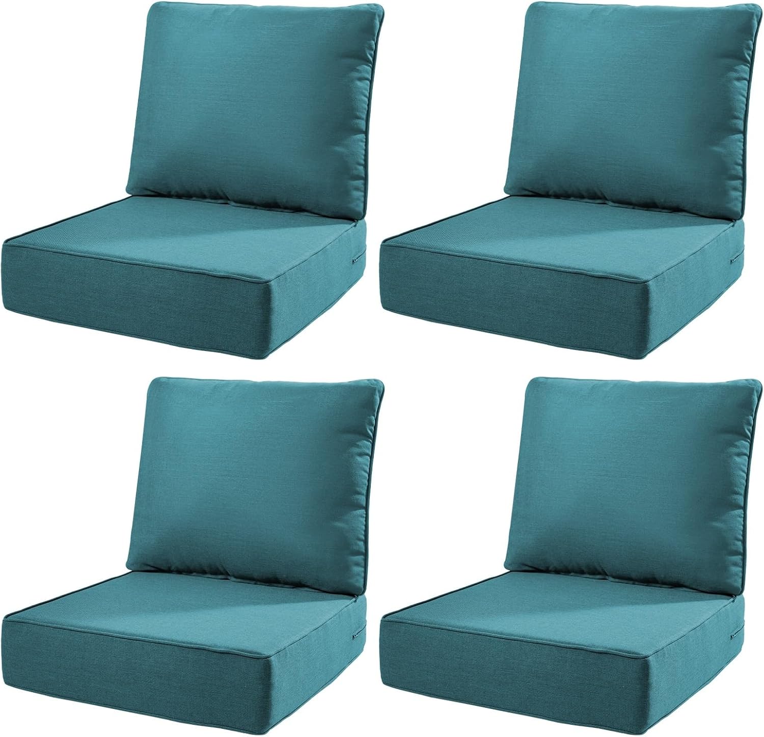 6" Thick Outdoor Cushions 22x24x6, 1-Set Deep Seat Patio Cushions with Removable Cover, Waterproof & Fade Resistant Replacement for Wicker Chair, Loveseat, Sofa - Blue