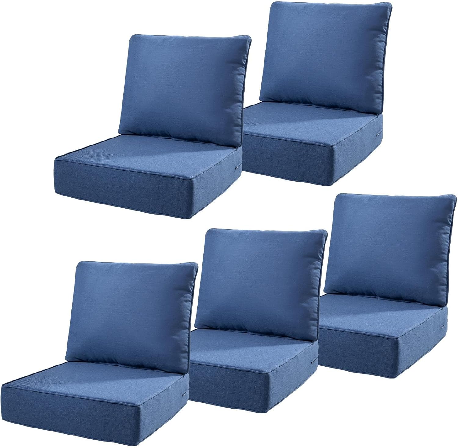 6" Thick Outdoor Cushions 22x24x6, 1-Set Deep Seat Patio Cushions with Removable Cover, Waterproof & Fade Resistant Replacement for Wicker Chair, Loveseat, Sofa - Blue