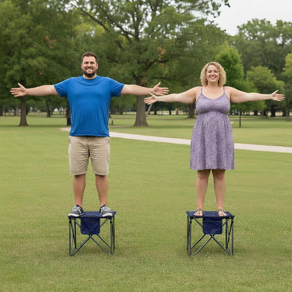 FUNDANGO Folding Camping Stool, 18.1 Inch Oversized Foot Rest 440 Lbs Heavy Duty Portable Padded Stools Seat Anti-Slip Foots & Carry Strap for Fishing Outdoor Lawn Travel (Blue)