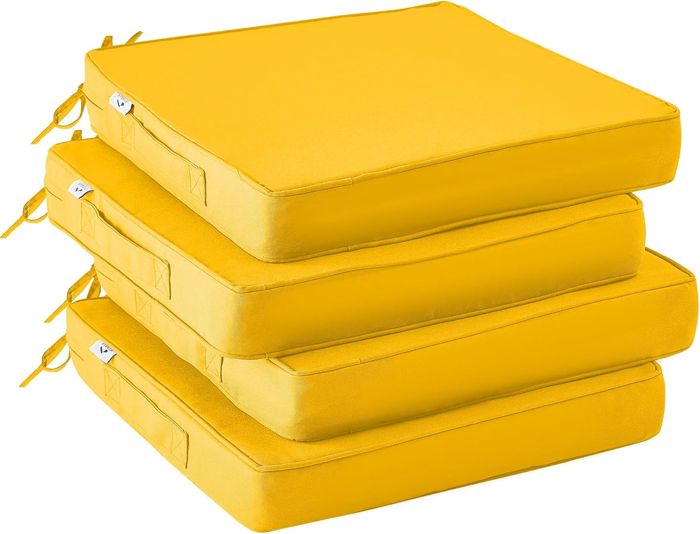 Outdoor Chair Cushions Set of 4,Waterproof Outdoor Seat Cushions for Patio Furniture,Patio Chair Cushion with Handle and Ties, Square Out Door Chair Pads,19" x 19" x 3", Forest Green