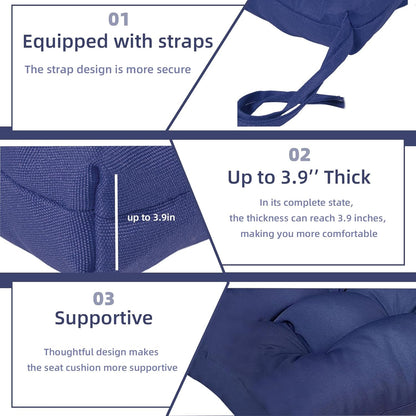 High Back Outdoor Chair Cushions Set of 2 Waterproof Replacement Seat Pad for Patio Furniture Garden Thicken Outdoor Patio Chair Cushion Navy Blue,41.7"*20.8"*3.9"