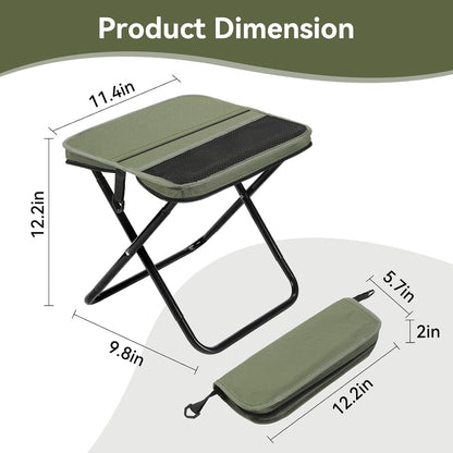 2 Pack Portable Camping Stools, 13.5 Inch Folding Stool for Adults with Carry Bag, Lightweight & Collapsible Stools for Hiking, Fishing, BBQ, and Outdoor (Green)