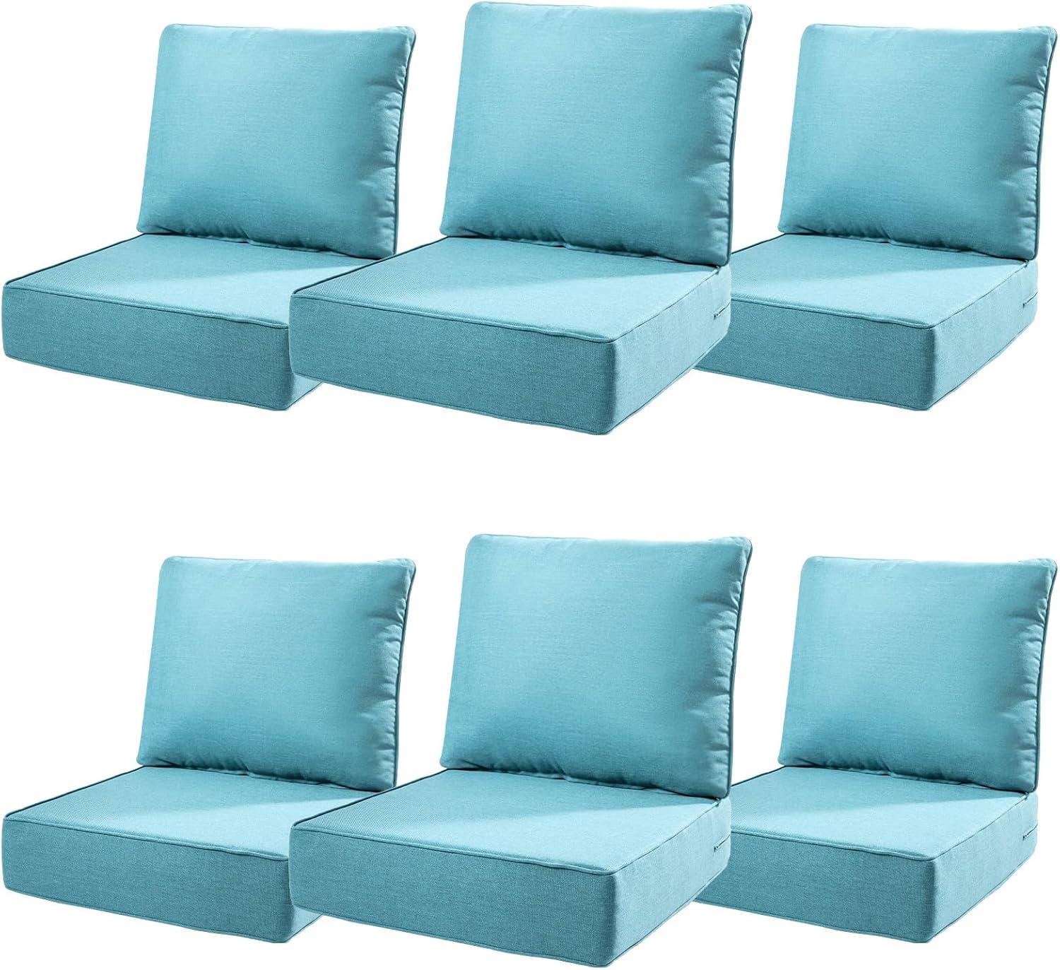 6" Thick Outdoor Cushions 22x24x6, 1-Set Deep Seat Patio Cushions with Removable Cover, Waterproof & Fade Resistant Replacement for Wicker Chair, Loveseat, Sofa - Blue