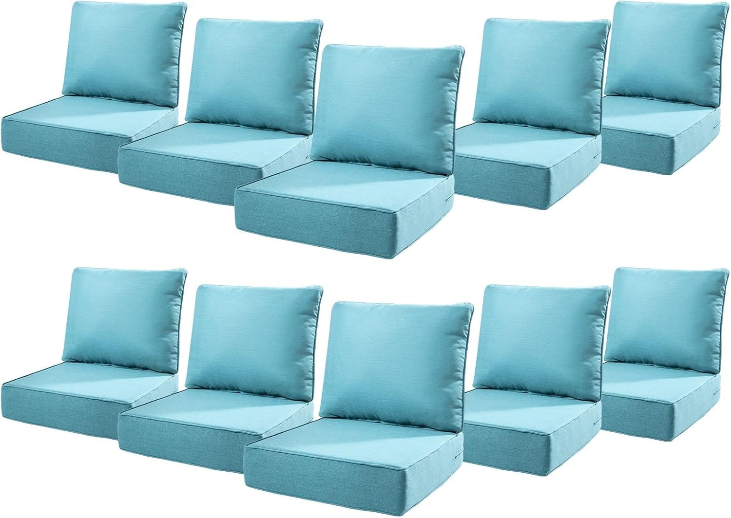 6" Thick Outdoor Cushions 22x24x6, 1-Set Deep Seat Patio Cushions with Removable Cover, Waterproof & Fade Resistant Replacement for Wicker Chair, Loveseat, Sofa - Blue
