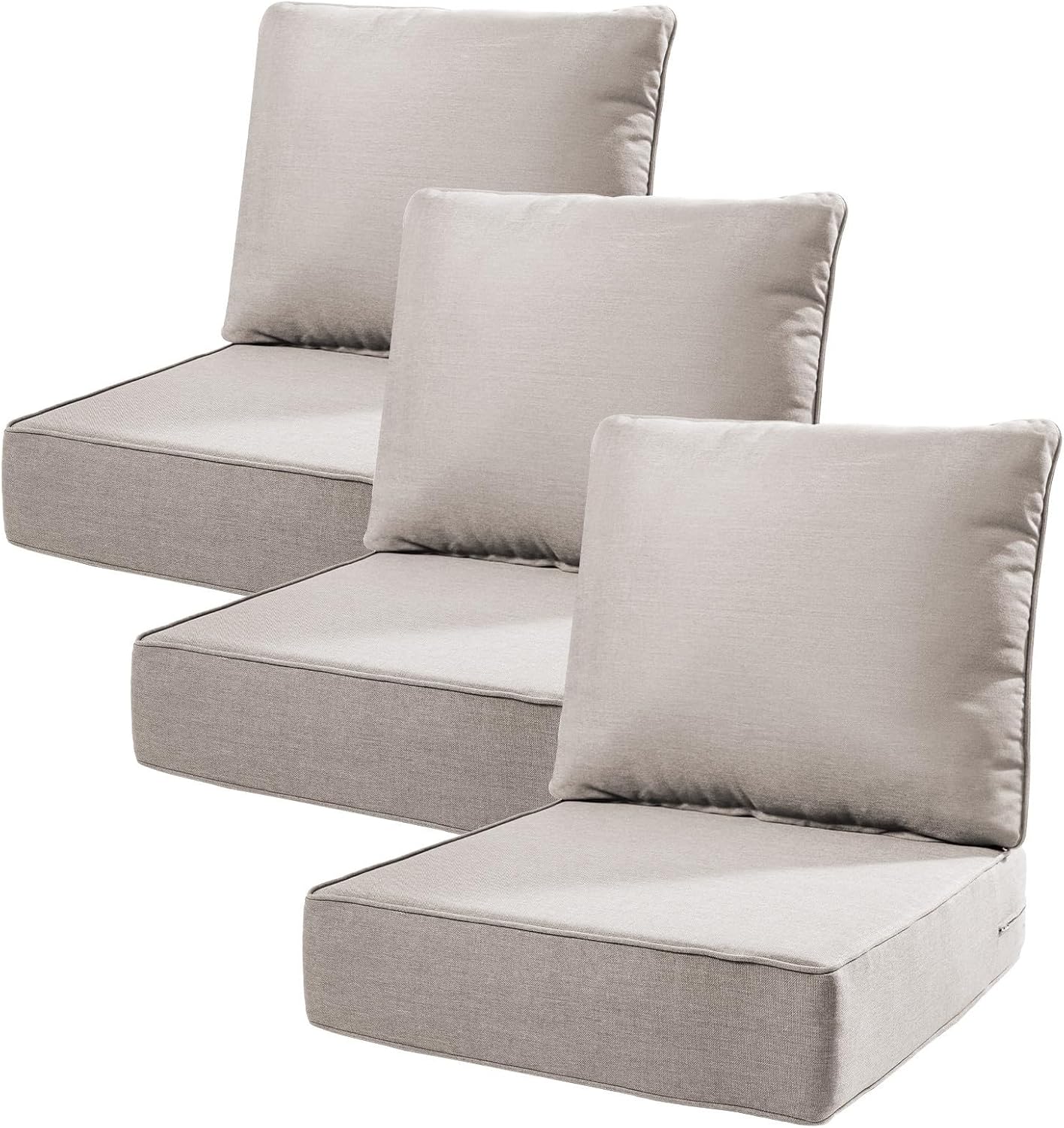 6" Thick Outdoor Cushions 22x24x6, 1-Set Deep Seat Patio Cushions with Removable Cover, Waterproof & Fade Resistant Replacement for Wicker Chair, Loveseat, Sofa - Blue
