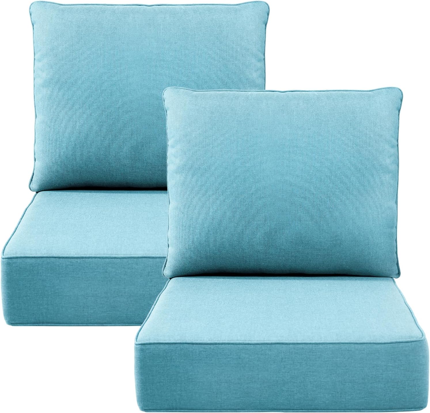6" Thick Outdoor Cushions 22x24x6, 1-Set Deep Seat Patio Cushions with Removable Cover, Waterproof & Fade Resistant Replacement for Wicker Chair, Loveseat, Sofa - Blue