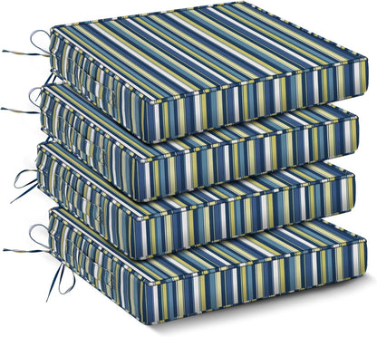 Outdoor Chair Cushions Set of 4,Waterproof Outdoor Seat Cushions for Patio Furniture,Patio Chair Cushion with Handle and Ties, Square Out Door Chair Pads,19" x 19" x 3", Forest Green