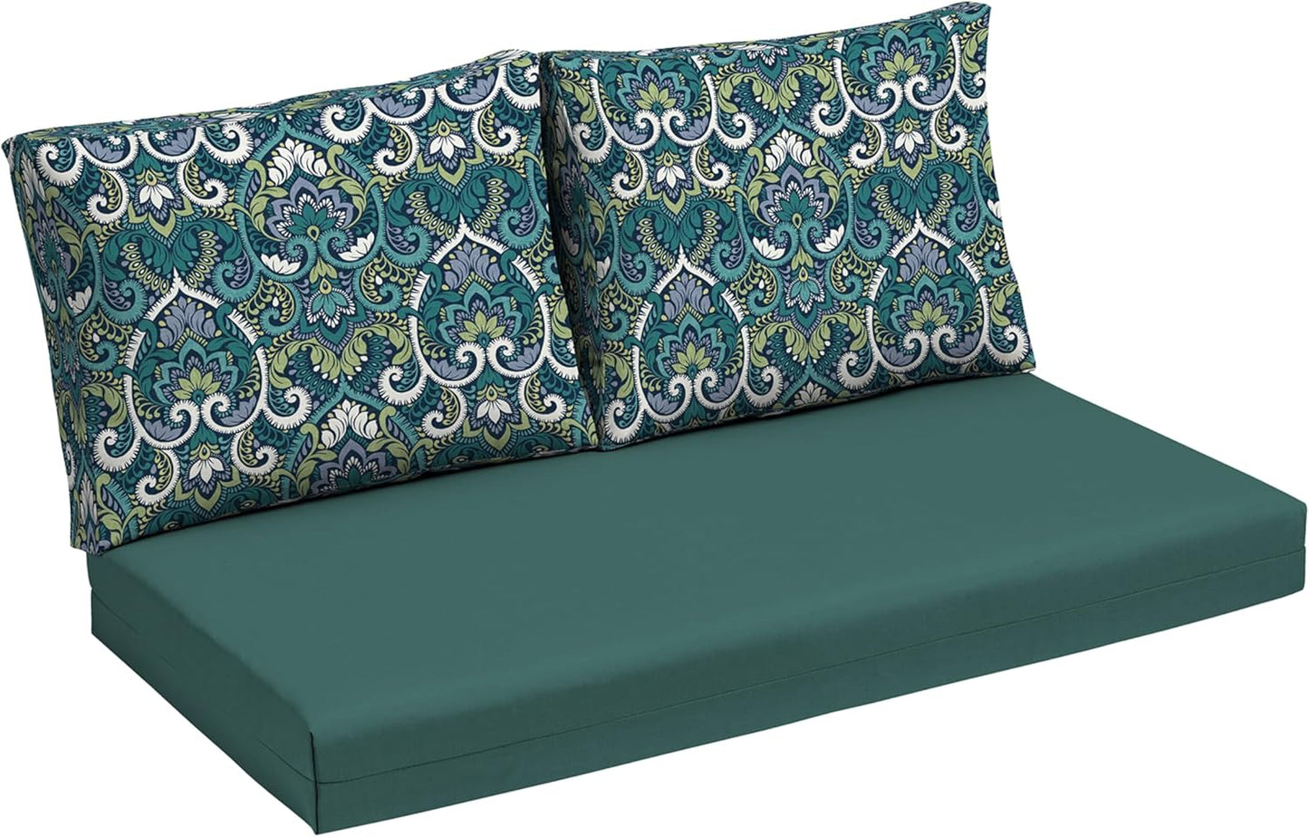 Arden Outdoor Loveseat Cushion Set, 48 x 24, Water Repellent, Fade Resistant, Cushion Set for Couch, Bench, and Swing, Sapphire Blue Leala