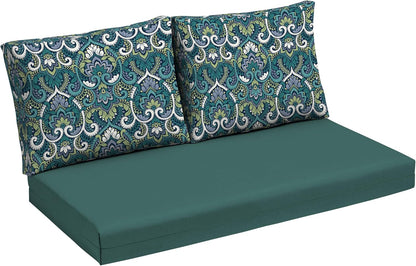 Arden Outdoor Loveseat Cushion Set, 48 x 24, Water Repellent, Fade Resistant, Cushion Set for Couch, Bench, and Swing, Sapphire Blue Leala