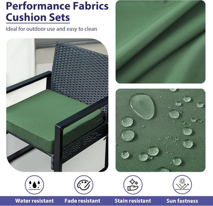 Outdoor Chair Cushions Set of 4,Waterproof Outdoor Seat Cushions for Patio Furniture,Patio Chair Cushion with Handle and Ties, Square Out Door Chair Pads,19" x 19" x 3", Forest Green