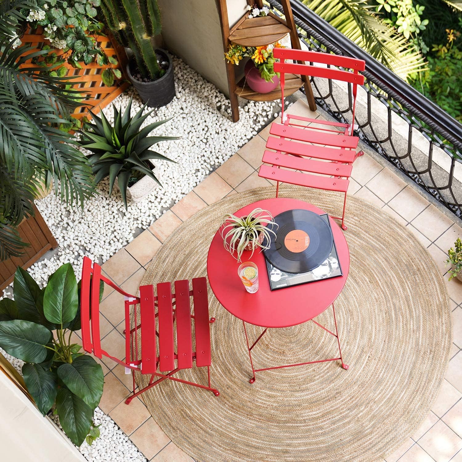 Grand patio 3-Piece Folding Bistro Set, 2 Chairs and 1 Table, Weather-Resistant Outdoor/Indoor Conversation Set for Patio, Yard, Garden-Yellow