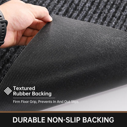 Front Door Mat, 60" x 36" Heavy Duty Indoor Outdoor Doormat, Non-Slip Welcome Mats for Entryway, Rubber Backing Low Profile Commercial Door Mats