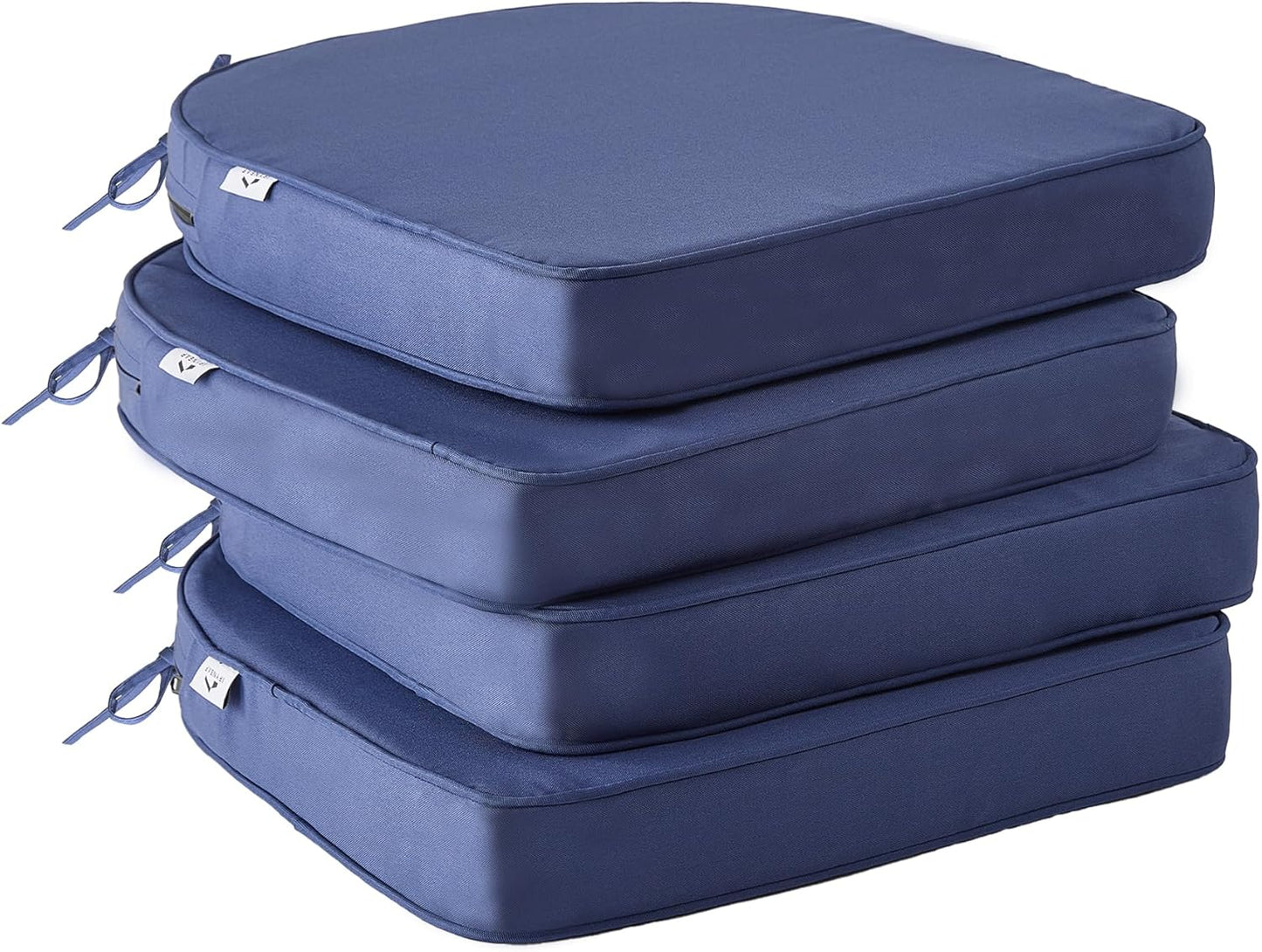 Outdoor Chair Cushions Set of 4,Waterproof Outdoor Seat Cushions for Patio Furniture,Patio Chair Cushion with Handle and Ties, Square Out Door Chair Pads,19" x 19" x 3", Forest Green