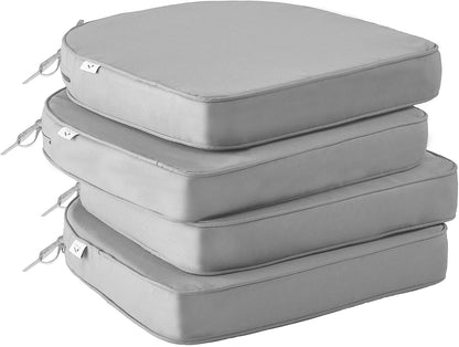 Outdoor Chair Cushions Set of 4,Waterproof Outdoor Seat Cushions for Patio Furniture,Patio Chair Cushion with Handle and Ties, Square Out Door Chair Pads,19" x 19" x 3", Forest Green