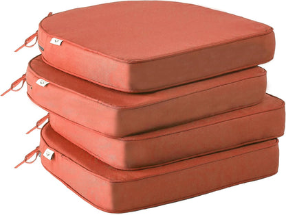 Outdoor Chair Cushions Set of 4,Waterproof Outdoor Seat Cushions for Patio Furniture,Patio Chair Cushion with Handle and Ties, Square Out Door Chair Pads,19" x 19" x 3", Forest Green