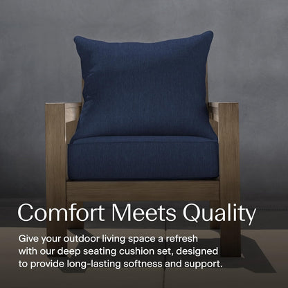 Honeycomb Outdoor Heritage Deep Seat, 24 x 23, Textured Solid Indigo Blue Chair Cushion for Patio Furniture