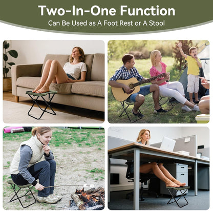 2 Pack Portable Camping Stools, 13.5 Inch Folding Stool for Adults with Carry Bag, Lightweight & Collapsible Stools for Hiking, Fishing, BBQ, and Outdoor (Green)