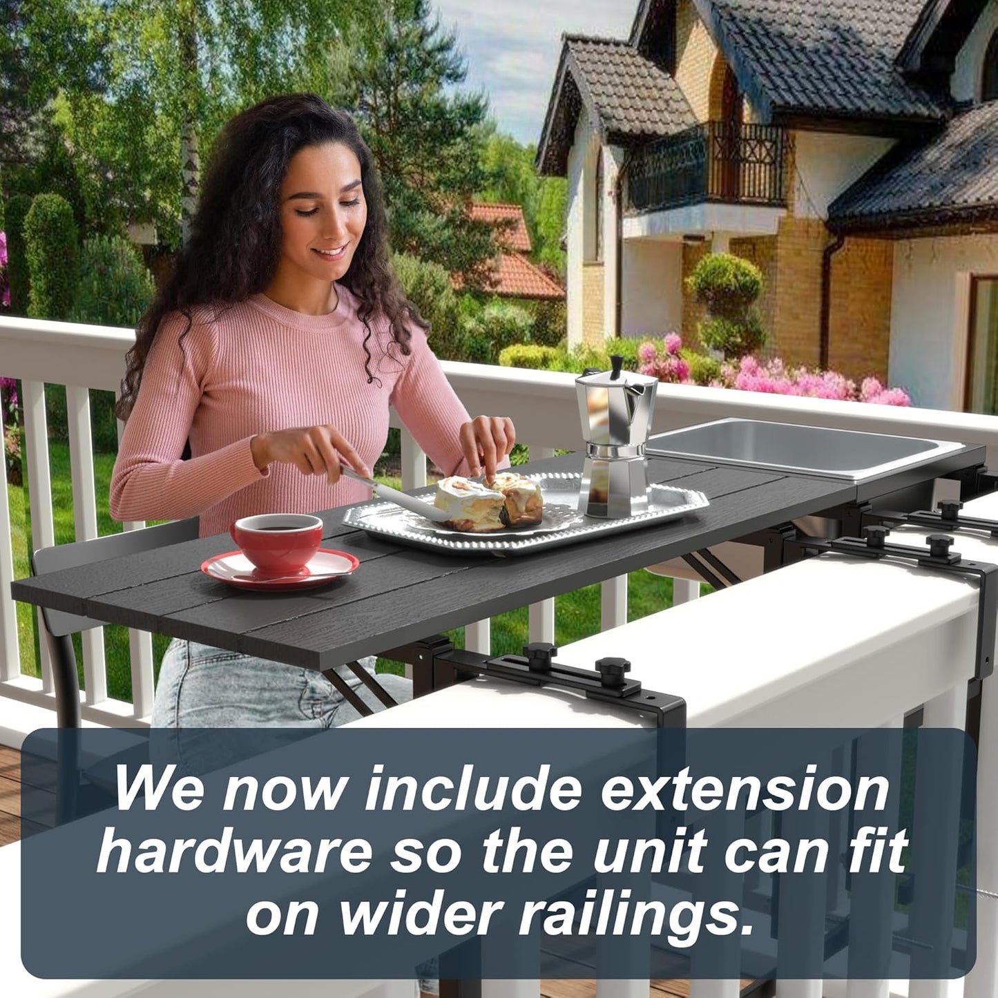 GDLF Upgraded Balcony Table Outdoor Patio Bar Table with Durable Composite Tabletop Aluminum Alloy Frame Hanging Folding Adjustable with Removable Ice Bucket, Easy Assembly (10Mins),43.5" L