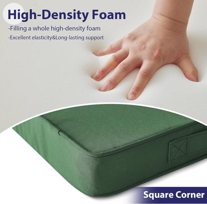 Outdoor Chair Cushions Set of 4,Waterproof Outdoor Seat Cushions for Patio Furniture,Patio Chair Cushion with Handle and Ties, Square Out Door Chair Pads,19" x 19" x 3", Forest Green