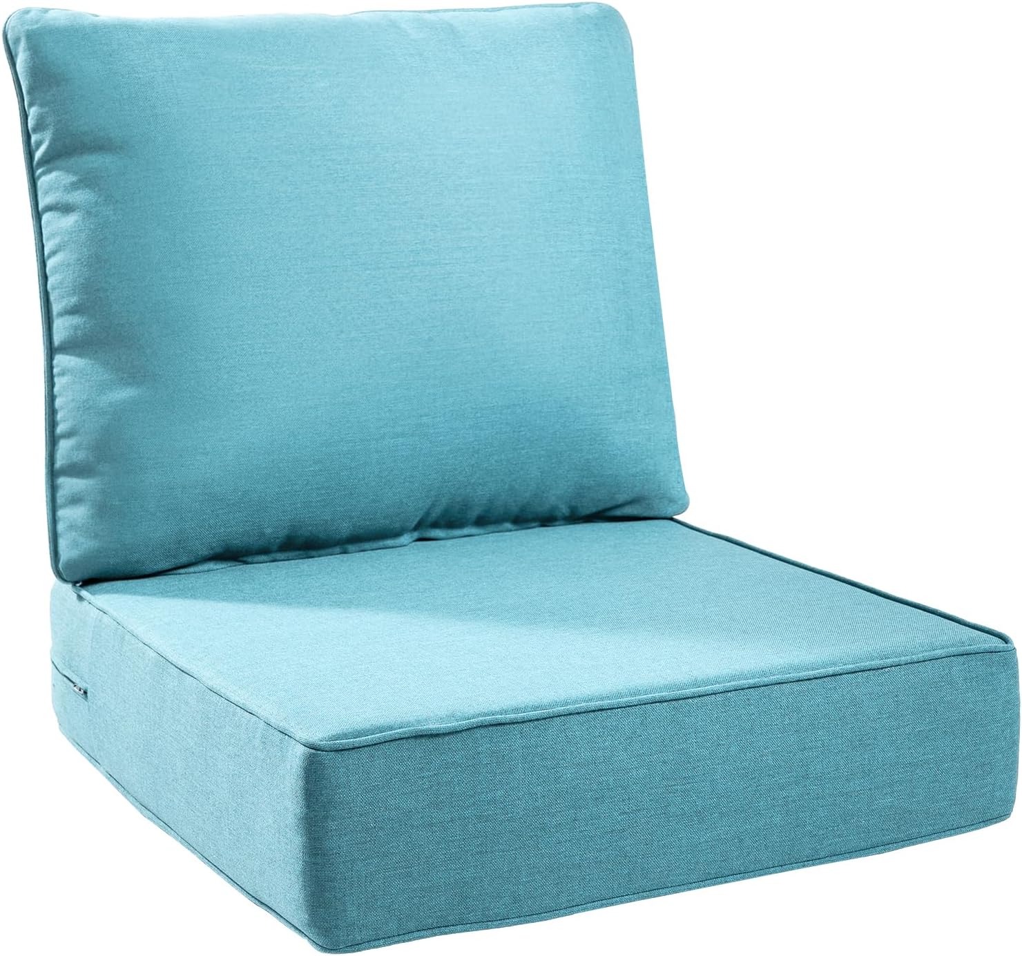 6" Thick Outdoor Cushions 22x24x6, 1-Set Deep Seat Patio Cushions with Removable Cover, Waterproof & Fade Resistant Replacement for Wicker Chair, Loveseat, Sofa - Blue
