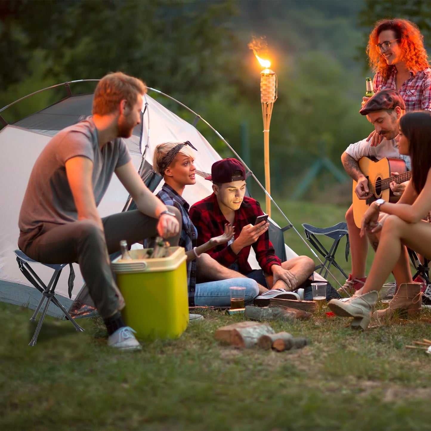 REDCAMP 2 Pack Folding Camping Stools for Adults Heavy Duty, Lightweight Portable Tripod Chairs Seats for Fishing Hunting Backpacking Traveling, Blue