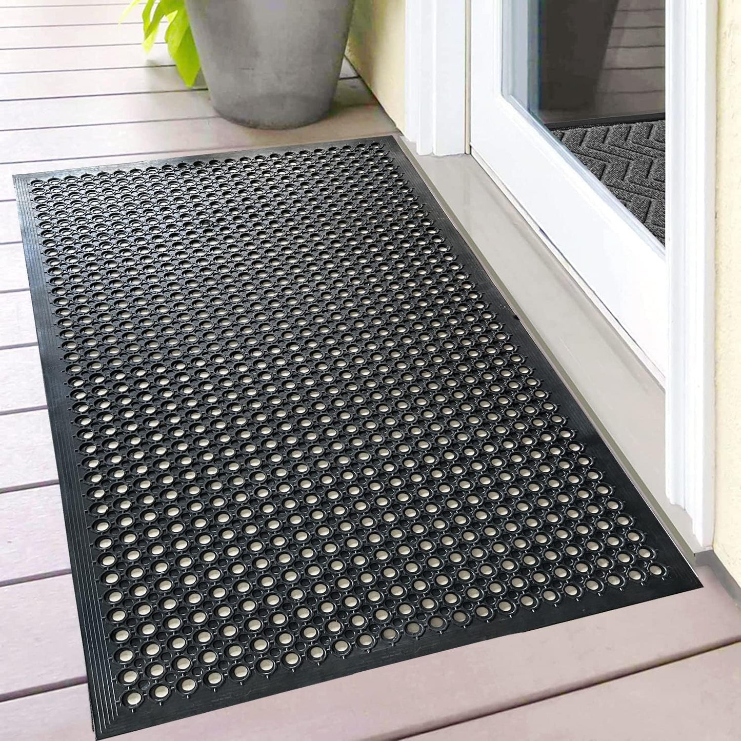 Uniboho Outdoor Rubber Floor Mats Anti Slip Restaurant Commercial Kitchen Mat Rubber Drainage Mat 60 x 35 Heavy Duty Door Mat for Garage Garden Indoor Outside Industral Pool Entrance Bar Wet Area