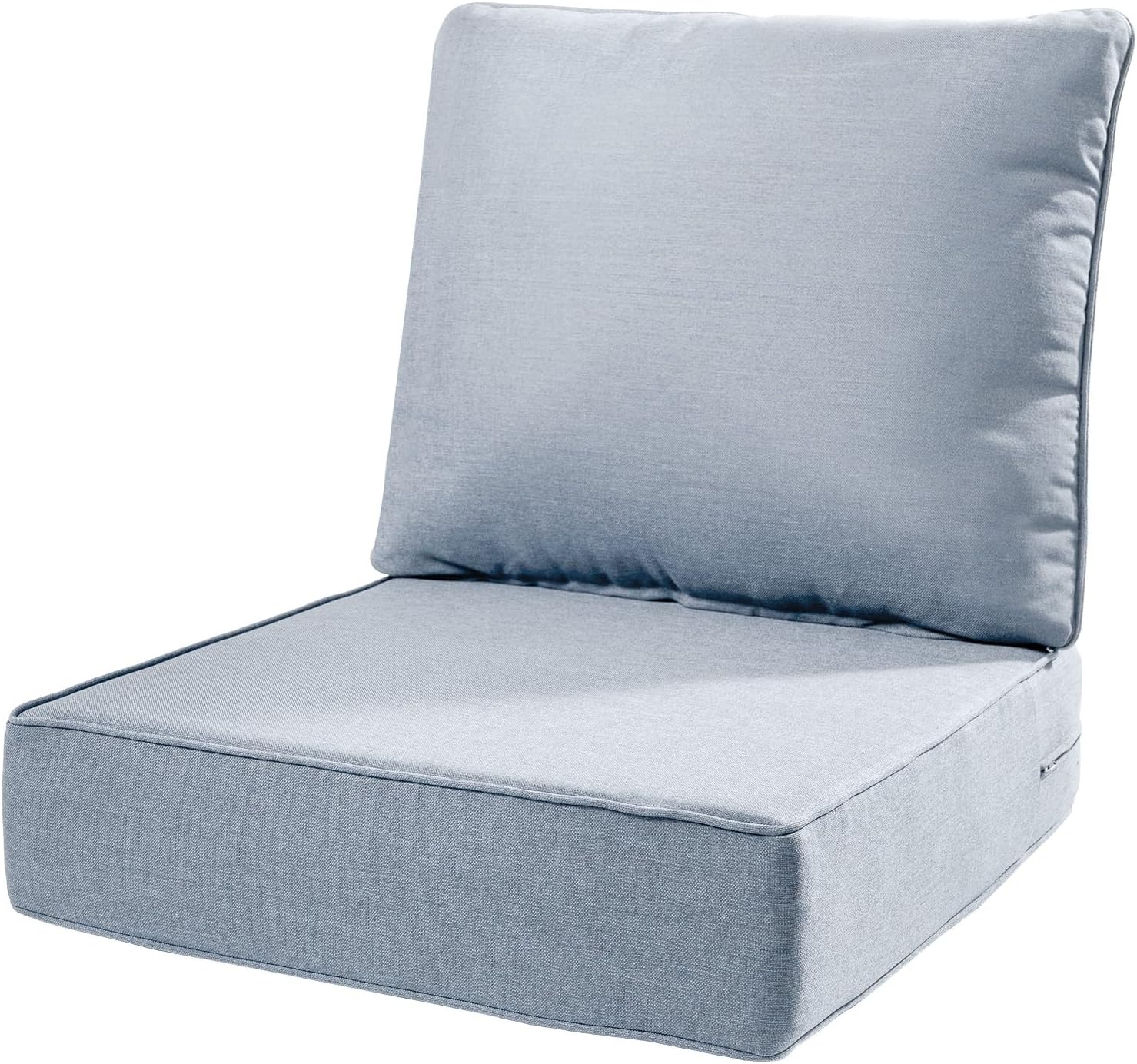 6" Thick Outdoor Cushions 22x24x6, 1-Set Deep Seat Patio Cushions with Removable Cover, Waterproof & Fade Resistant Replacement for Wicker Chair, Loveseat, Sofa - Blue
