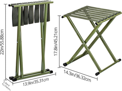 TRIPLE TREE Folding Stool 17.8" Height Heavy Duty Camping Stool Outdoor Portable Chair Hold up to 600 lbs for Walking Hiking Fishing