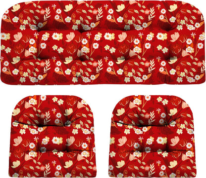 Wicker Chair Cushions, Waterproof Outdoor Loveseat Cushions for Patio Furniture, Tufted Wicker Furniture Cushions, 1 Loveseat and 2 U-Shaped Cushions, Grey