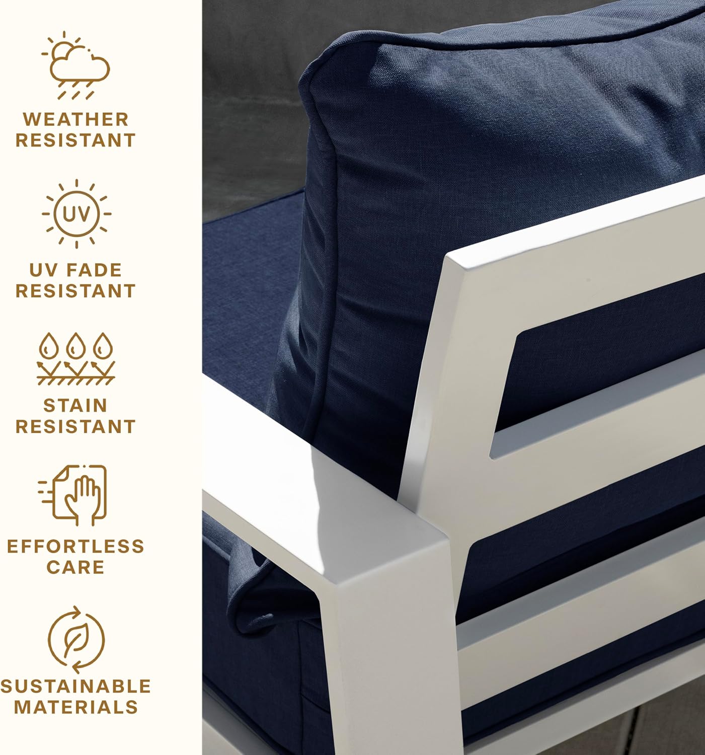 Honeycomb Outdoor Heritage Deep Seat, 24 x 23, Textured Solid Indigo Blue Chair Cushion for Patio Furniture