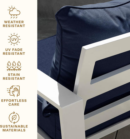 Honeycomb Outdoor Heritage Deep Seat, 24 x 23, Textured Solid Indigo Blue Chair Cushion for Patio Furniture