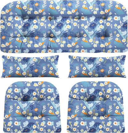 Wicker Chair Cushions of 5 Pieces, Waterproof Outdoor Loveseat Cushion for Wicker Furniture, 1 Love Seat Cushion, 2 U-Shape and 2 Lumbar Pillows for Patio Furniture (Cream)