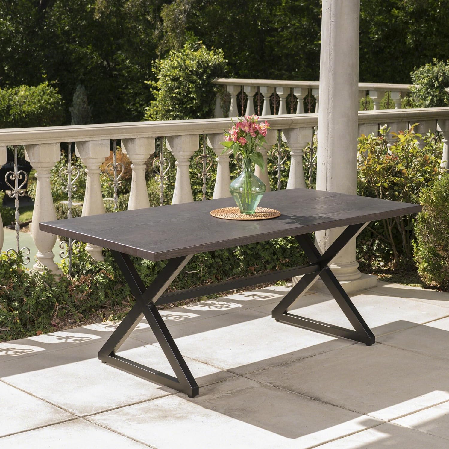 Merax 70.5 Inch Outdoor Dining Table, Modern Aluminum Patio Table with Rust-Resistant Steel Frame, Weather-Resistant Design for Garden, Poolside, Balcony, Grey