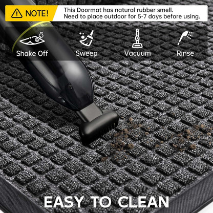 Sturdy Front Door Mat Outside Entrance, 6' x 3' All-Season All-Weather Doormat Waterproof, Stain and Fade Resistant, Natural Rubber Indoor Outdoor Welcome Door Mat Trap Dirt