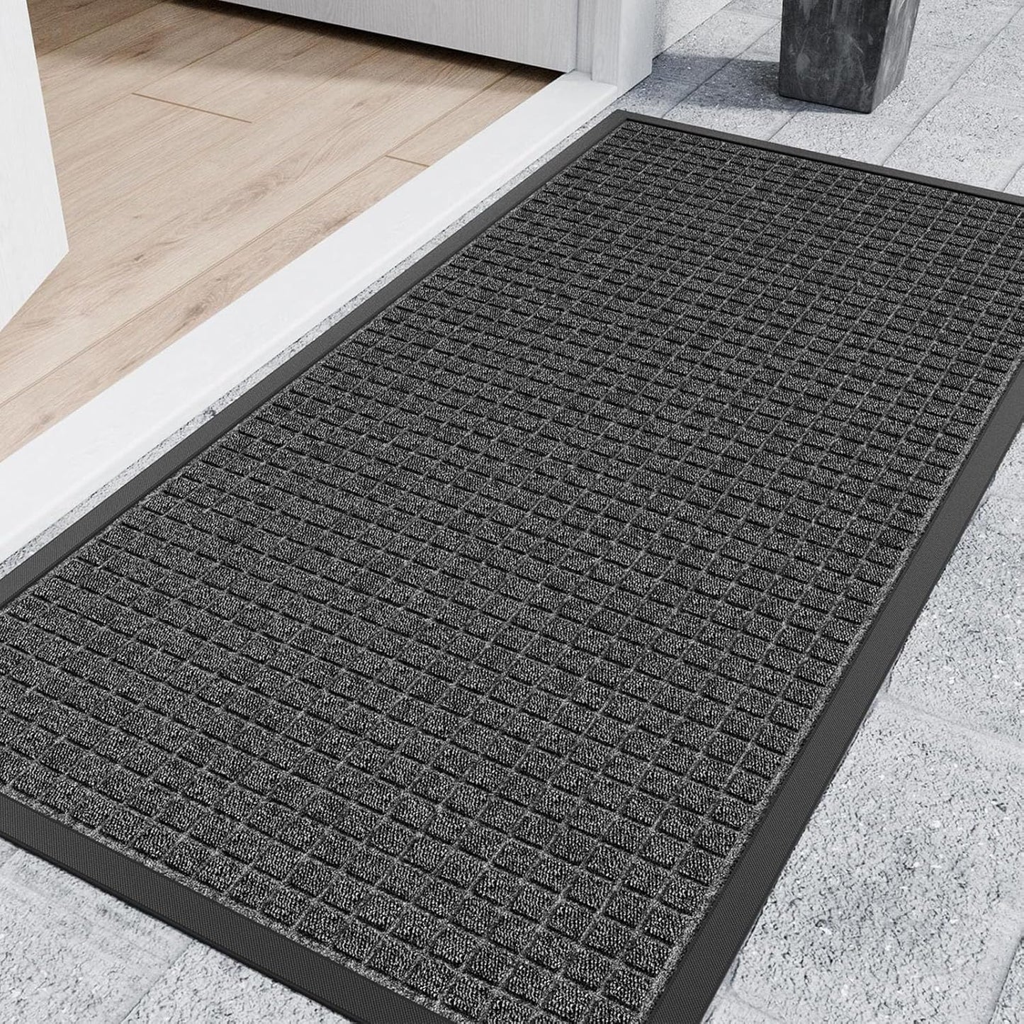 Front Door Mat, 60" x 36" Heavy Duty Indoor Outdoor Doormat, Non-Slip Welcome Mats for Entryway, Rubber Backing Low Profile Commercial Door Mats