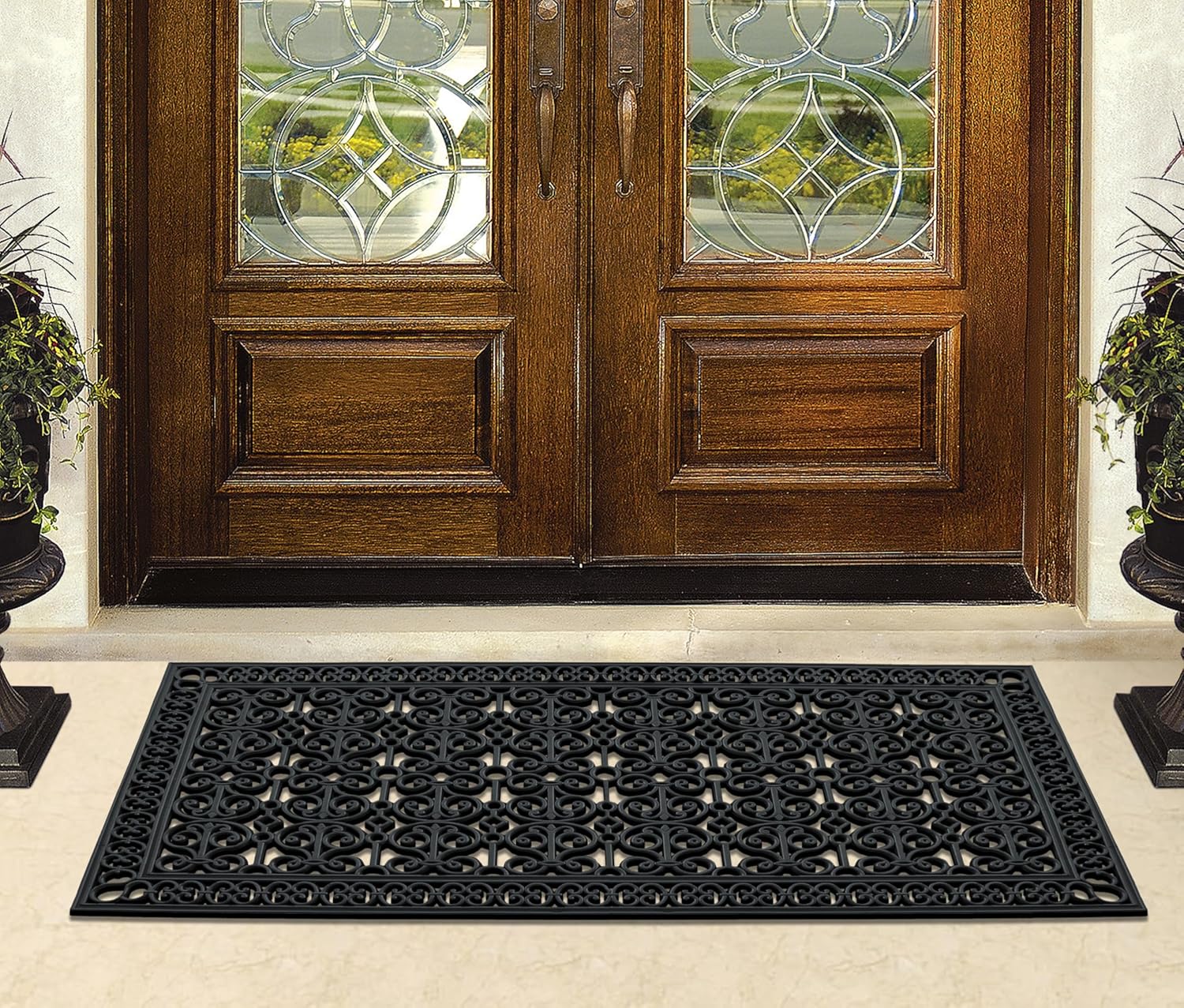 A1HC Extra Large Doormat, Natural Rubber, 36”x72”, Ideal for entryway, Scrapes Shoes Clean of Dirt & Grime, Heavy Duty Door mat for Indoor Outdoor, Mats for Entry, Patio, Busy Areas
