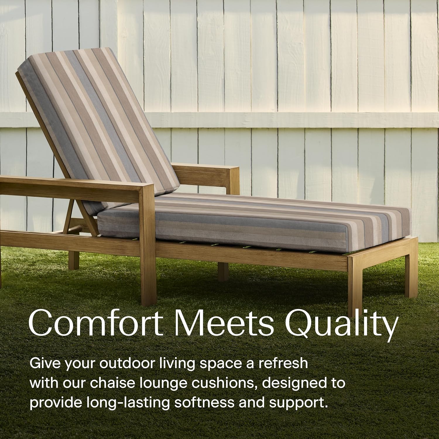 Honeycomb Outdoor Chaise Lounge, 22.5 x 70, Stripe Taupe Chair Cushion for Patio Furniture