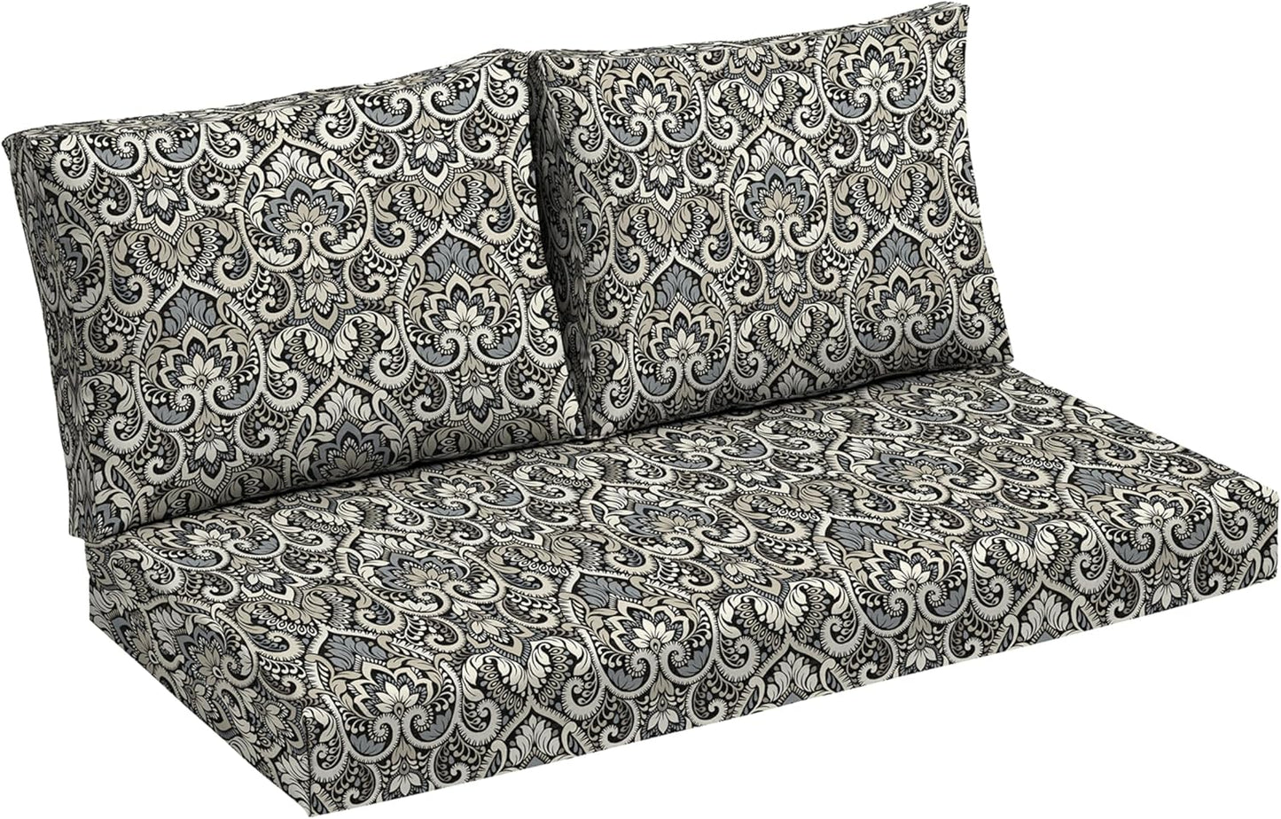 Arden Outdoor Loveseat Cushion Set, 48 x 24, Water Repellent, Fade Resistant, Cushion Set for Couch, Bench, and Swing, Sapphire Blue Leala