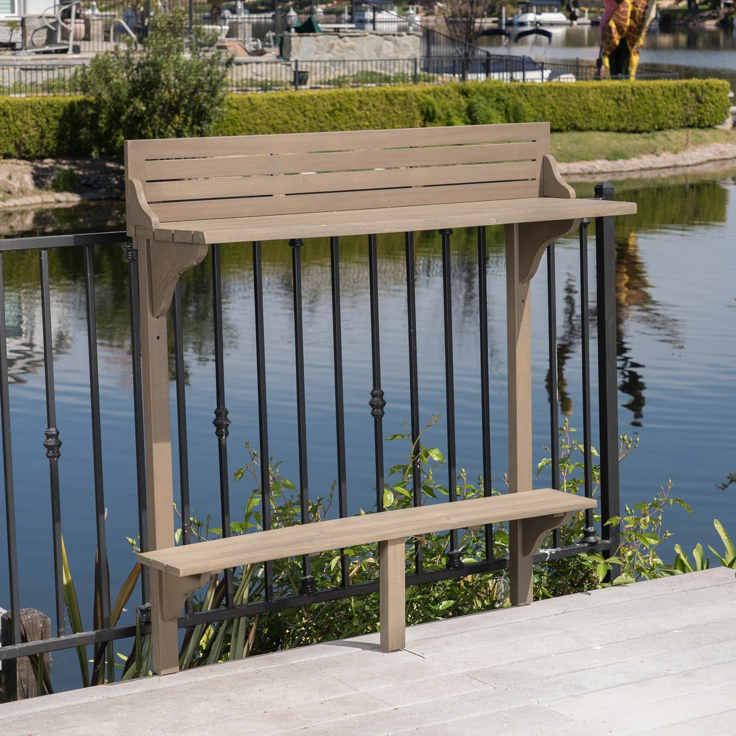 Christopher Knight Home Caribbean Outdoor Acacia Wood Balcony Bar Table, Grey Finish