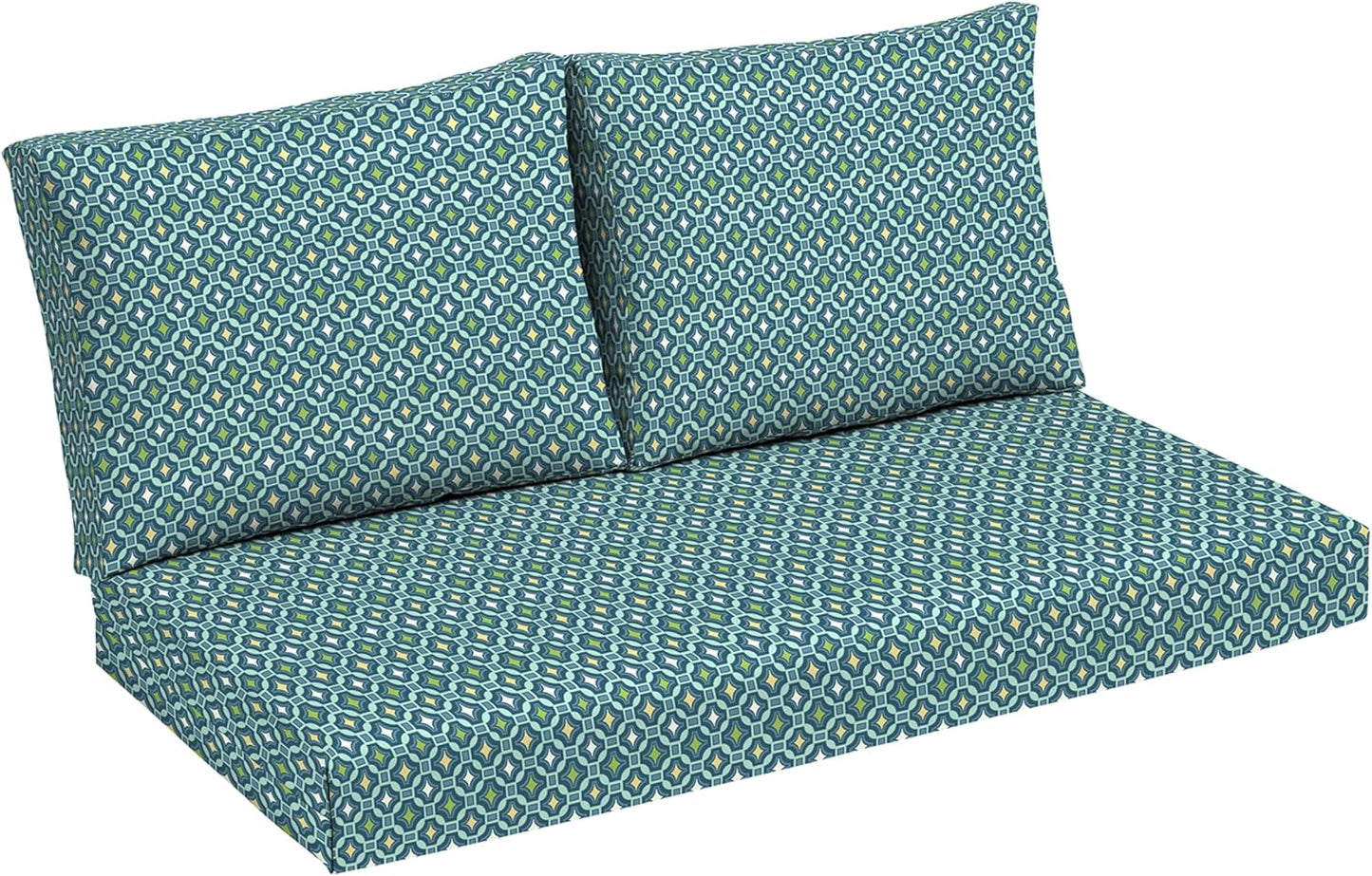 Arden Outdoor Loveseat Cushion Set, 48 x 24, Water Repellent, Fade Resistant, Cushion Set for Couch, Bench, and Swing, Sapphire Blue Leala