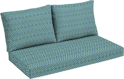 Arden Outdoor Loveseat Cushion Set, 48 x 24, Water Repellent, Fade Resistant, Cushion Set for Couch, Bench, and Swing, Sapphire Blue Leala