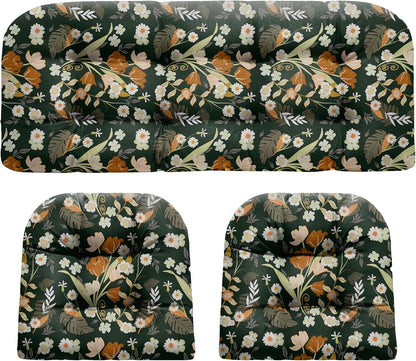 Wicker Chair Cushions, Waterproof Outdoor Loveseat Cushions for Patio Furniture, Tufted Wicker Furniture Cushions, 1 Loveseat and 2 U-Shaped Cushions, Grey