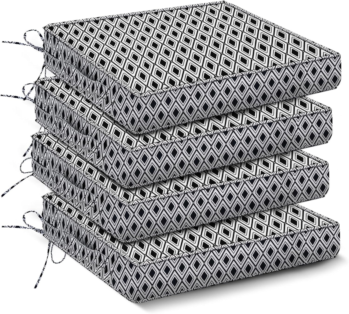 Outdoor Chair Cushions Set of 4,Waterproof Outdoor Seat Cushions for Patio Furniture,Patio Chair Cushion with Handle and Ties, Square Out Door Chair Pads,19" x 19" x 3", Forest Green