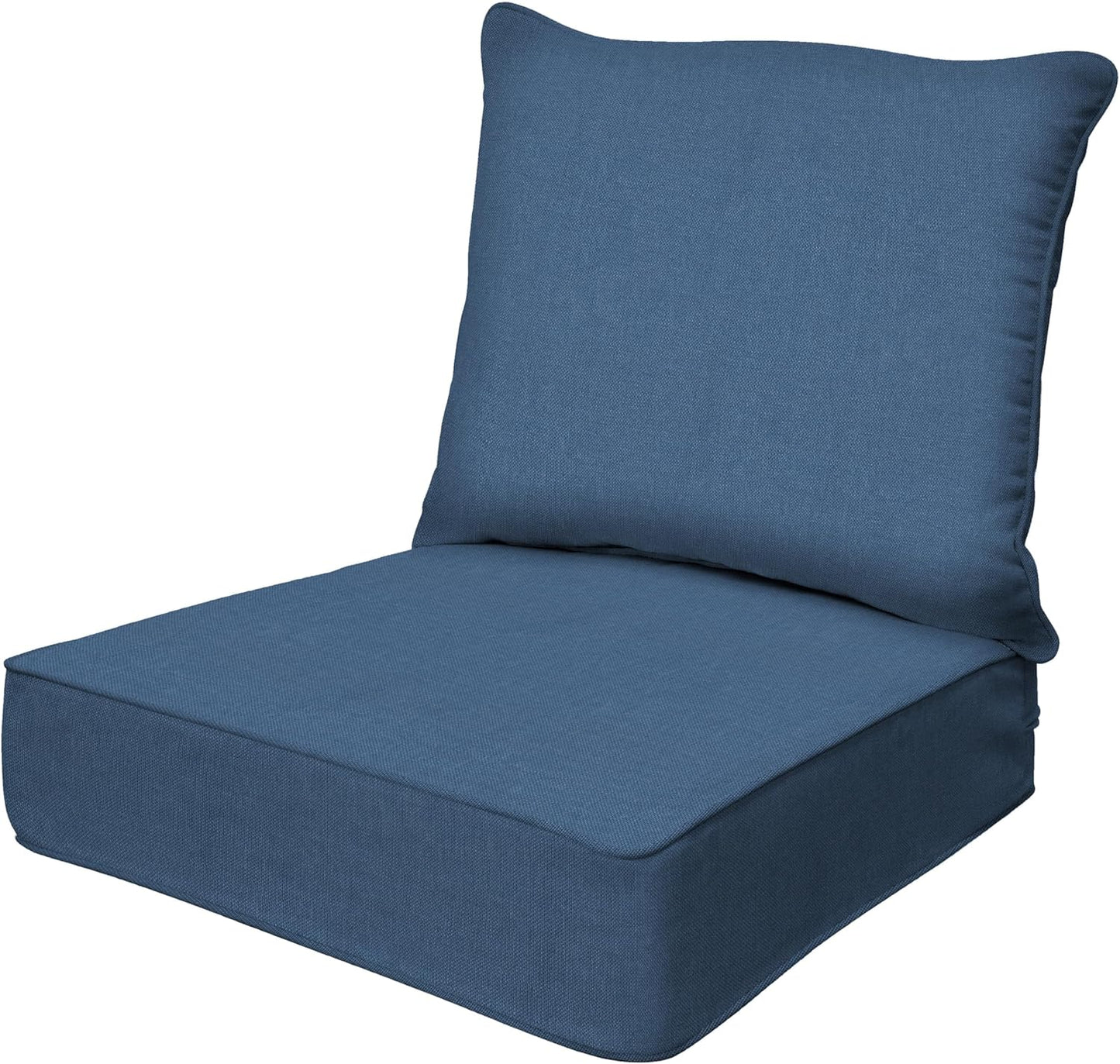 Honeycomb Outdoor Heritage Deep Seat, 24 x 23, Textured Solid Indigo Blue Chair Cushion for Patio Furniture