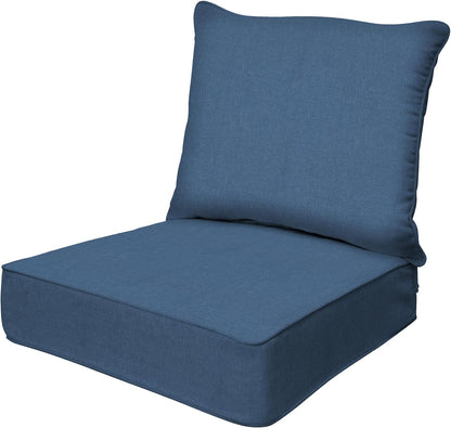 Honeycomb Outdoor Heritage Deep Seat, 24 x 23, Textured Solid Indigo Blue Chair Cushion for Patio Furniture