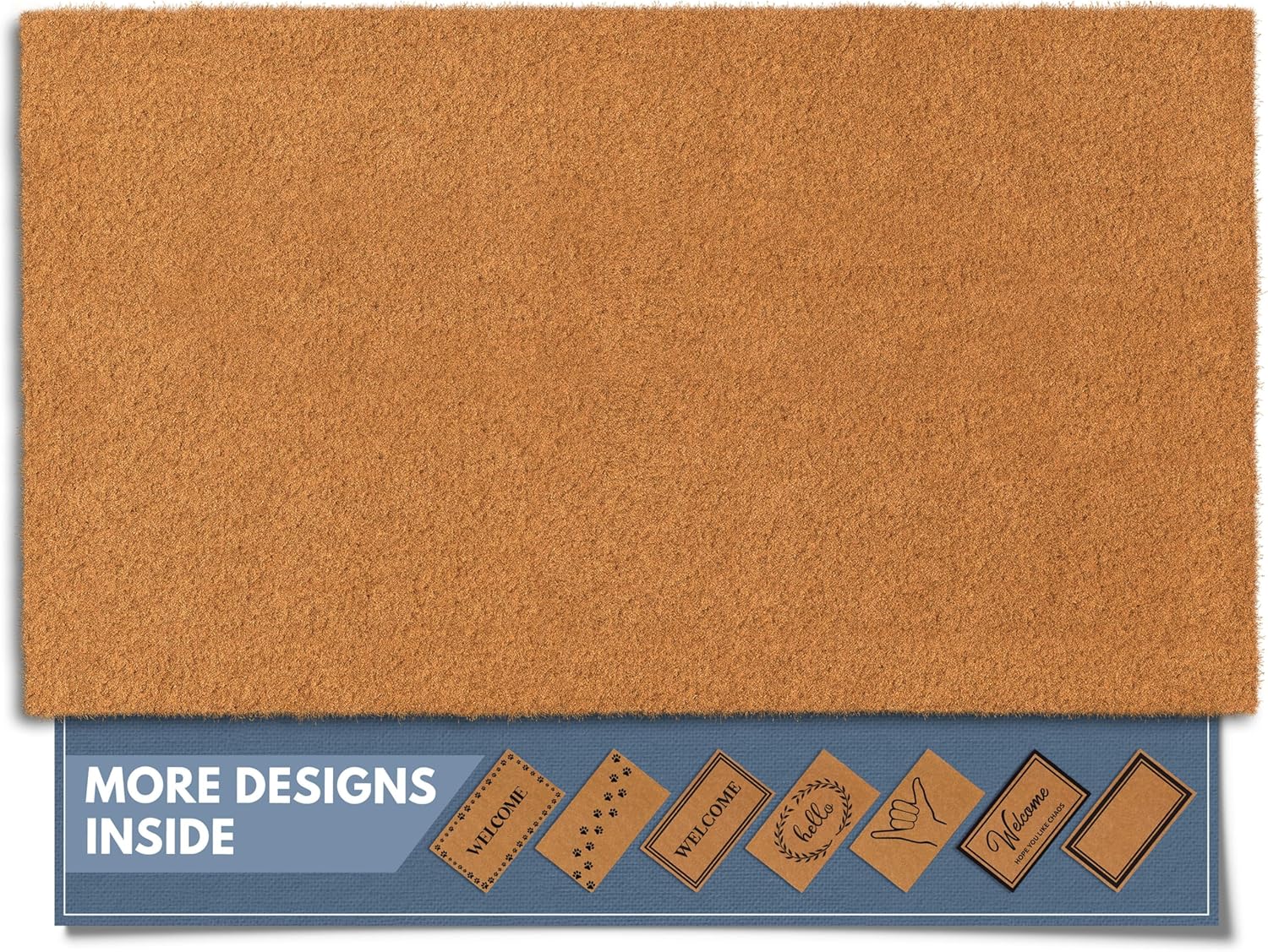 Barnyard Designs Natural Coco Coir Heavy Duty Backing Doormat - Large Cute Non-Slip Front Door Welcome Mat for Outside Entrance or Porch Entry, Brown (36x72, Border)