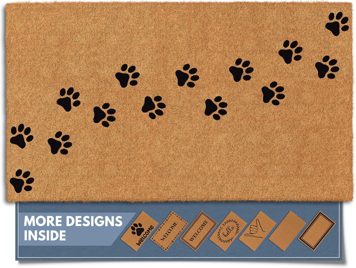 Barnyard Designs Natural Coco Coir Heavy Duty Backing Doormat - Large Cute Non-Slip Front Door Welcome Mat for Outside Entrance or Porch Entry, Brown (36x72, Border)