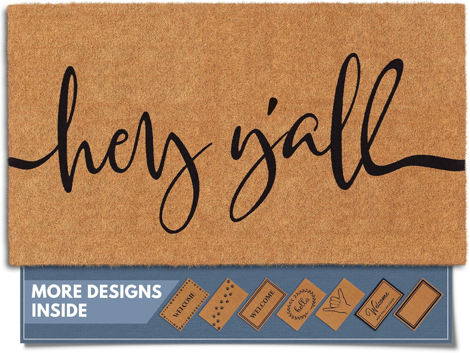 Barnyard Designs Natural Coco Coir Heavy Duty Backing Doormat - Large Cute Non-Slip Front Door Welcome Mat for Outside Entrance or Porch Entry, Brown (36x72, Border)