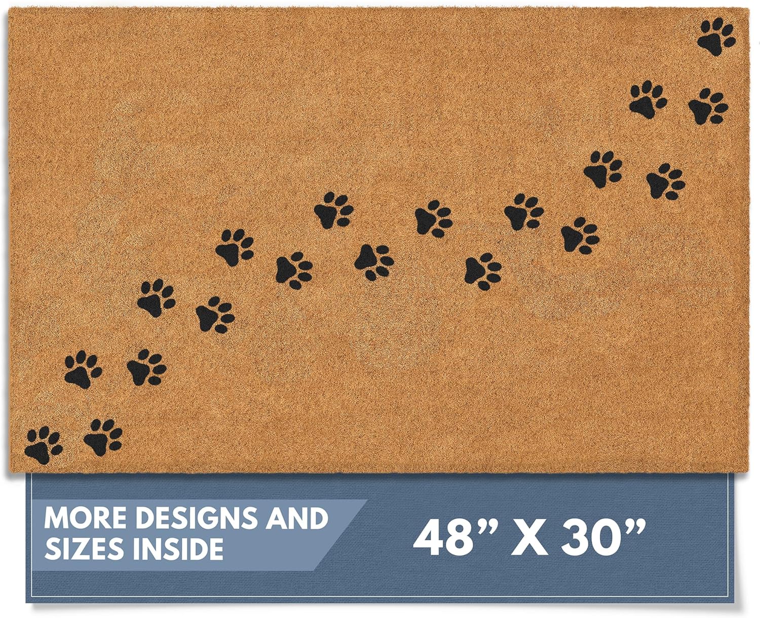 Barnyard Designs Natural Coco Coir Heavy Duty Backing Doormat - Large Cute Non-Slip Front Door Welcome Mat for Outside Entrance or Porch Entry, Brown (36x72, Border)